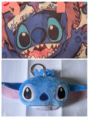 Disney Stitch Kids Tote Bag & Keychain Bag Charm New